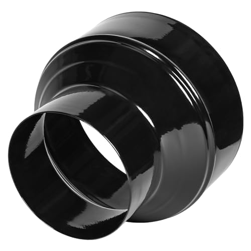 Kikerike Duct Reducter 6 to 4 Air Ducting Reducer Increaser Air Duct Adapter or Round Metal Pipe Reducer for Bathroom Kitchen Ventilation Systems - Black - Image 1